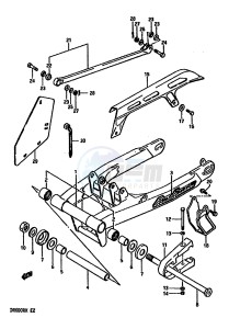 DR600R (E2) drawing REAR SWINGING ARM (MODEL G H J)