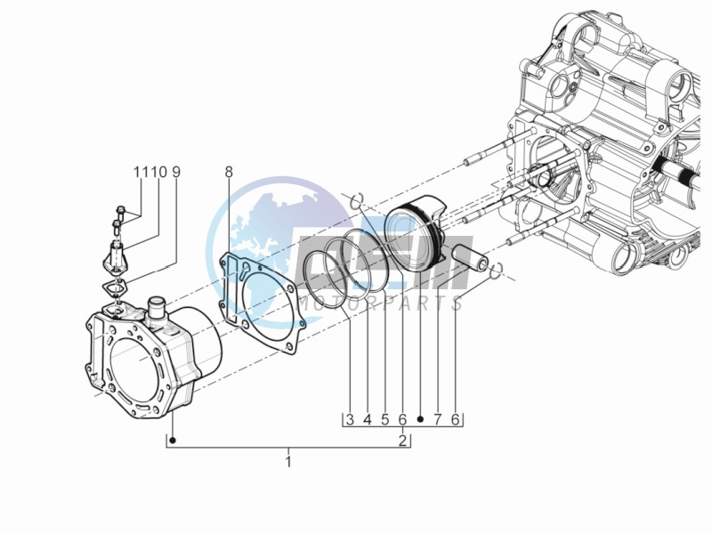 Cylinder-piston-wrist pin unit