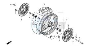 CB600F2 CB600F drawing FRONT WHEEL