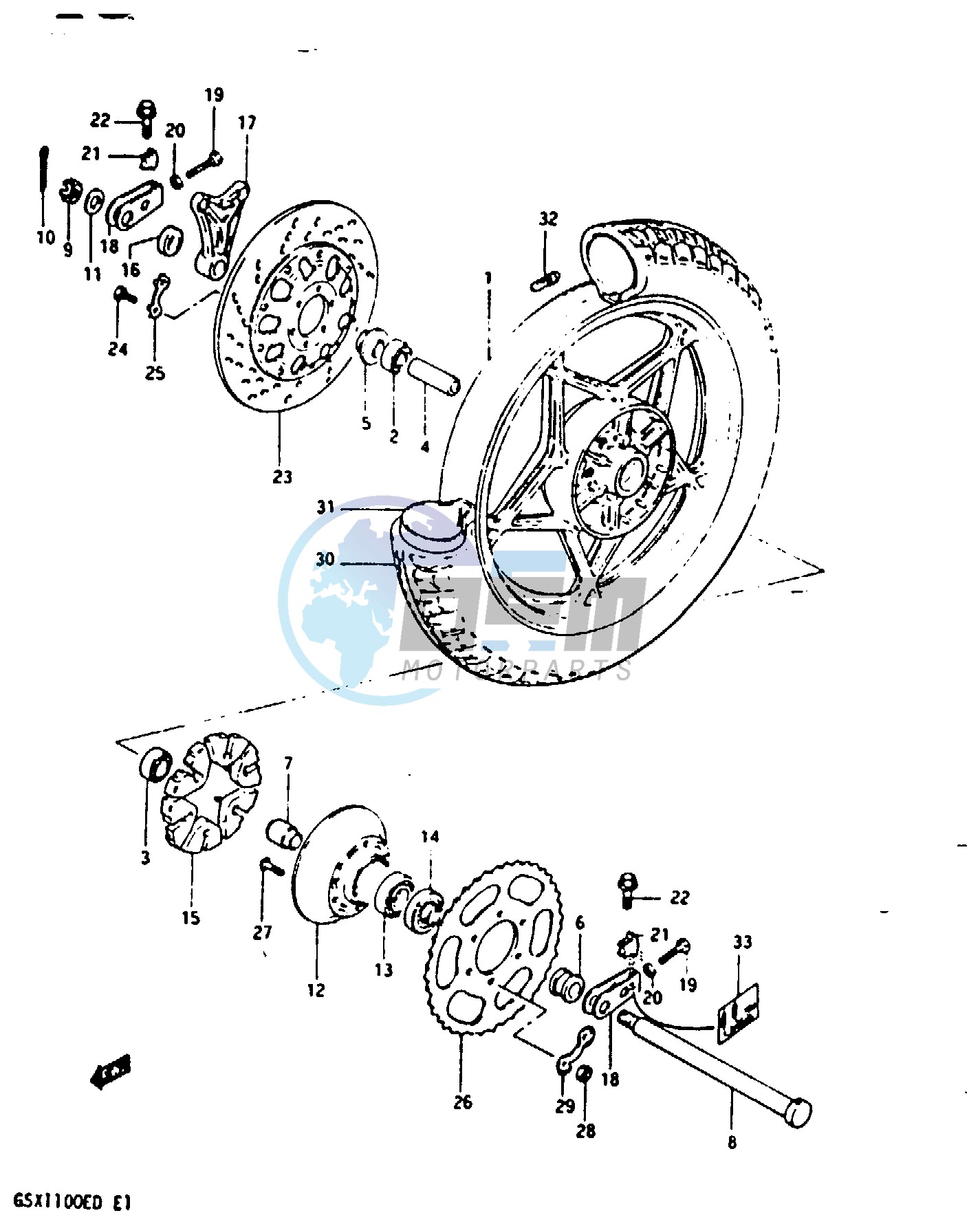 REAR WHEEL (GSX1100EZ)