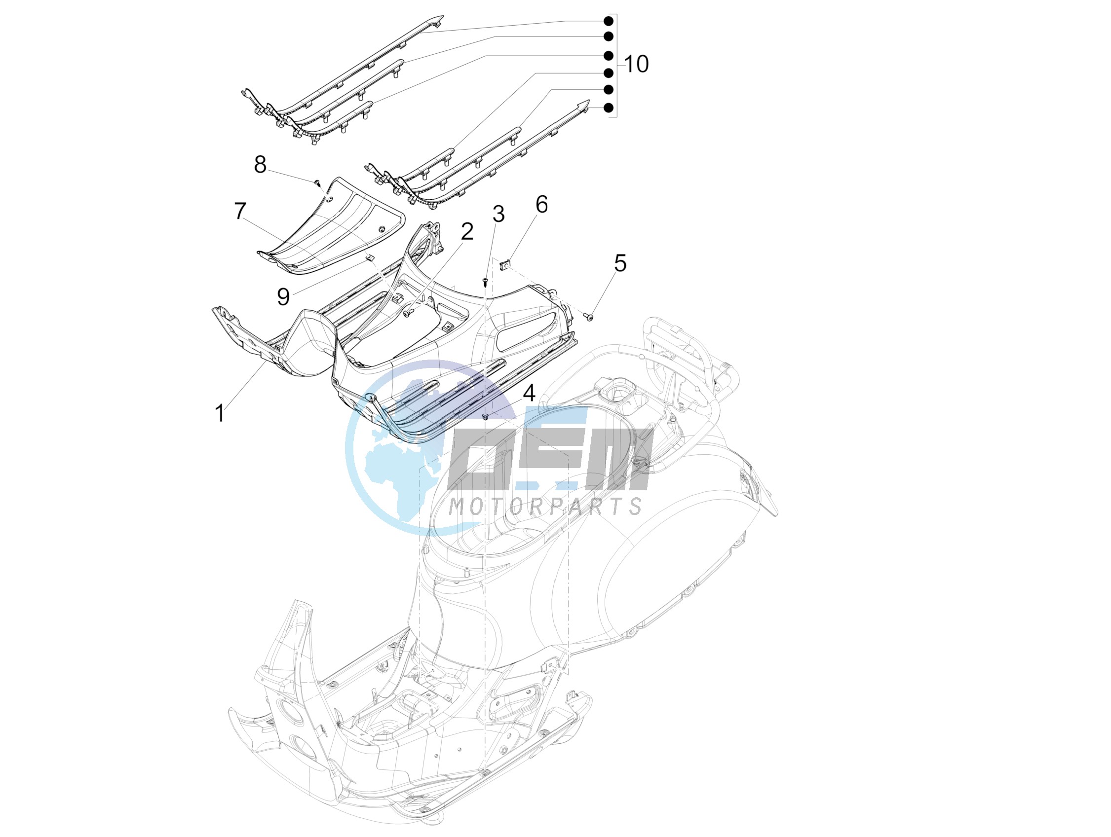 Central cover - Footrests