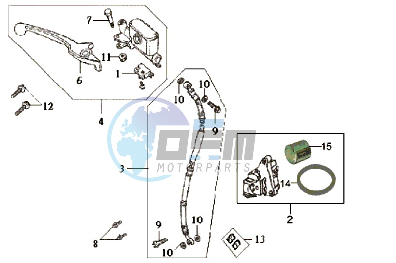 VOORBRAKE CALIPER / BRAKE LEVER /BRAKE LINES