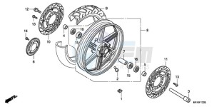 CBF1000A9 France - (F / ABS CMF) drawing FRONT WHEEL