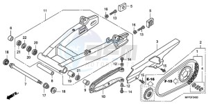 CB1300A9 UK - (E / ABS MKH MME TWO) drawing SWINGARM/CHAIN CASE