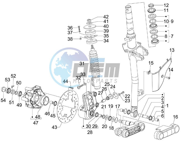 Fork - steering tube - Steering bearing unit