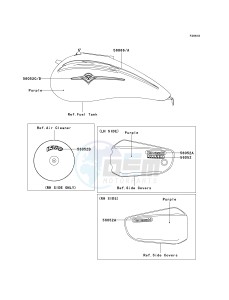 VN 1500 P [VULCAN 1500 MEAN STREAK] (P1-P2) [VULCAN 1500 MEAN STREAK] drawing DECALS-- PURPLE- --- VN1500-P2- -