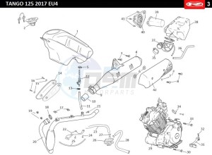 TANGO-125-E4-WHITE drawing TANK-EXHAUST-COMPLET ENGINE