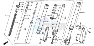 CR500R drawing FRONT FORK (CR500RS/RT/RV)