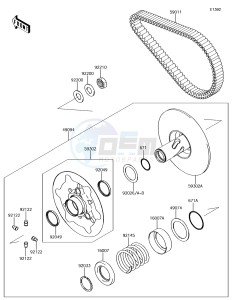 BRUTE FORCE 750 4x4i EPS KVF750GJF EU drawing Driven Converter/Drive Belt