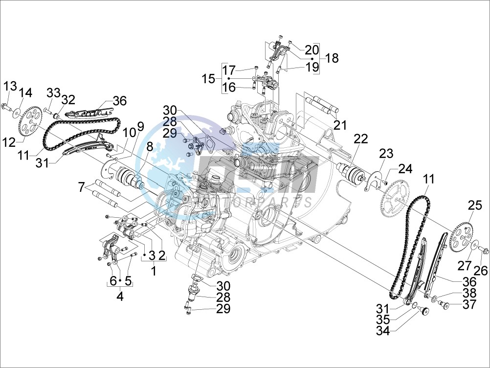 Camshaft - Rocking levers support unit