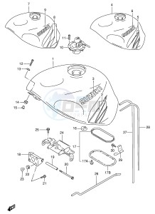 GSX-R750 (E2) drawing FUEL TANK (MODEL T)