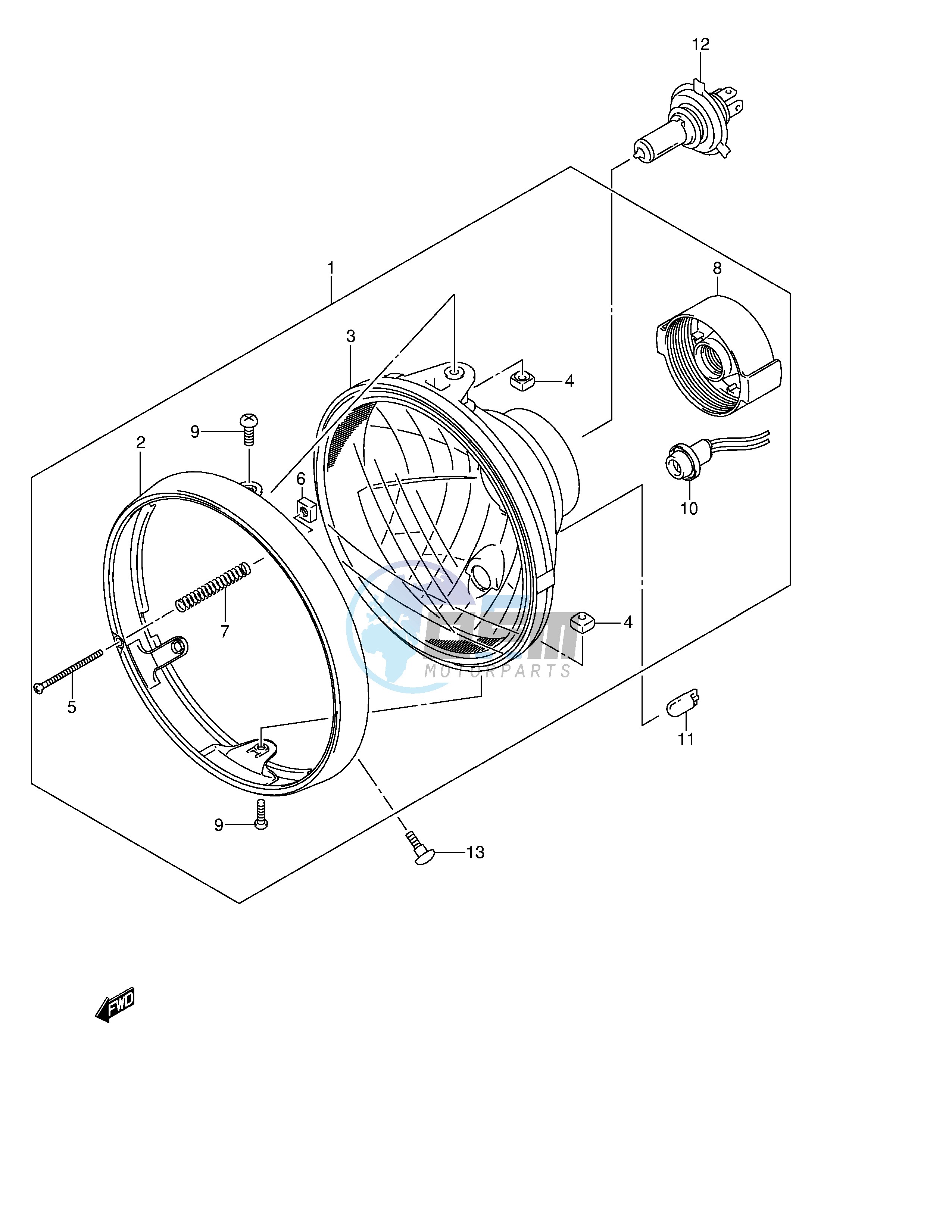 HEADLAMP ASSY (GSX1400K4 K5 UK4 UK5 E2,E19)