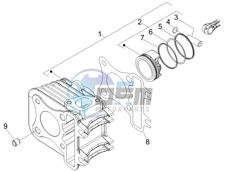 Cylinder - piston - wrist pin unit