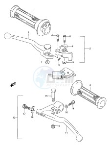 GSX600F (E2) Katana drawing HANDLE LEVER (MODEL K L M N P R S T)