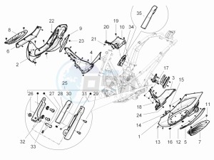 Beverly 350 4t 4v ie e3 Sport Touring drawing Central cover - Footrests