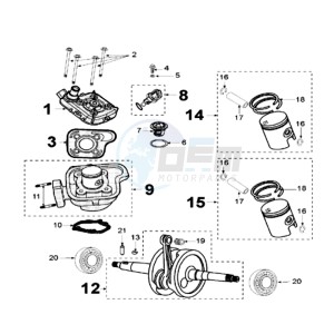 LUDIX 10 SP BLASTER drawing CRANKSHAFT AND CYLINDER