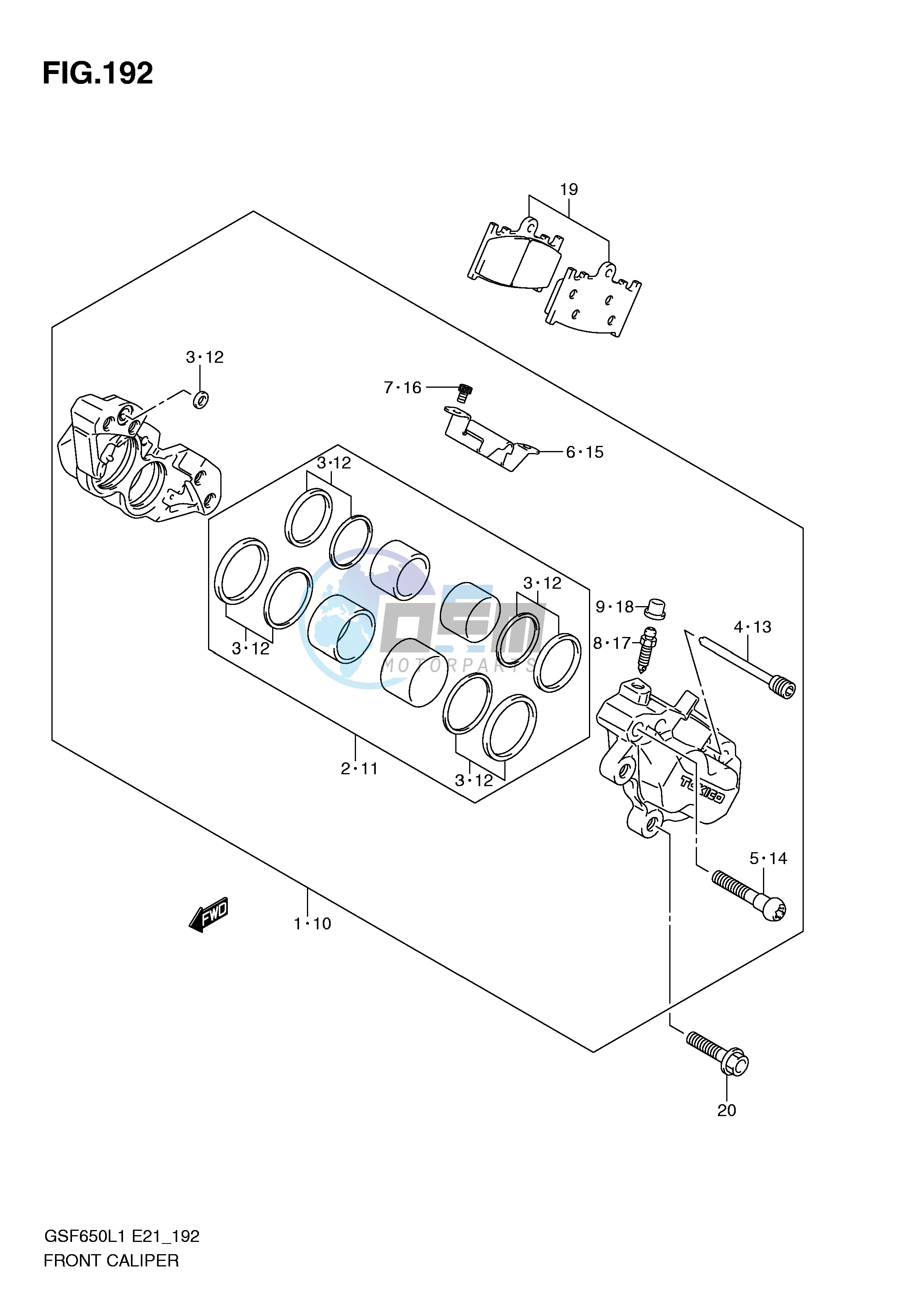 FRONT CALIPER (GSF650UAL1 E21)