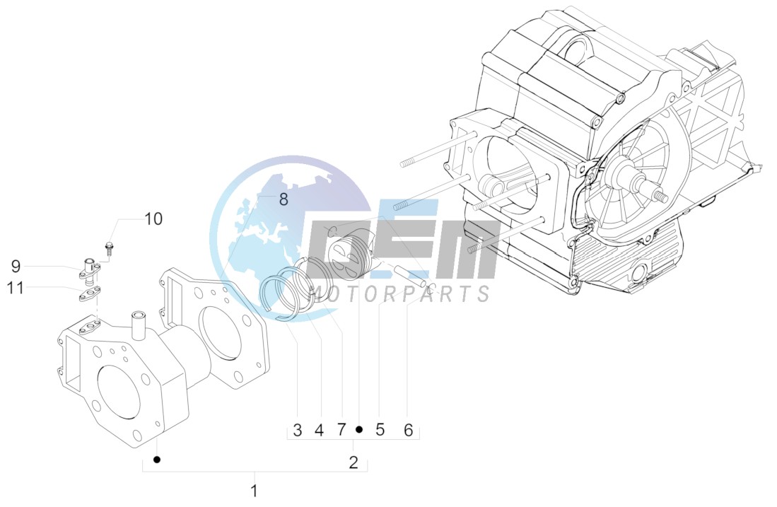 Cylinder-piston-wrist pin unit