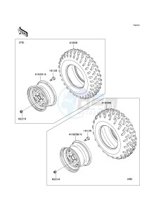 KVF 650 G [BRUTE FORCE 650 4X4I HARDWOODS GREEN HD] (G6F-G9F) G9F drawing WHEELS_TIRES