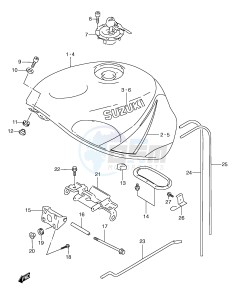 GSX-R600 (E2) drawing FUEL TANK (MODEL X)