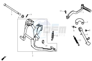 JET 50 BC ENGINE drawing CENTRAL STAND / SIDE STAND / KICKSTARTER PEDAL