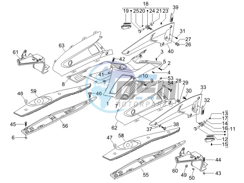 Central cover - Footrests