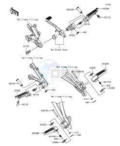 NINJA ZX-6R ABS ZX636FGF FR GB XX (EU ME A(FRICA) drawing Footrests