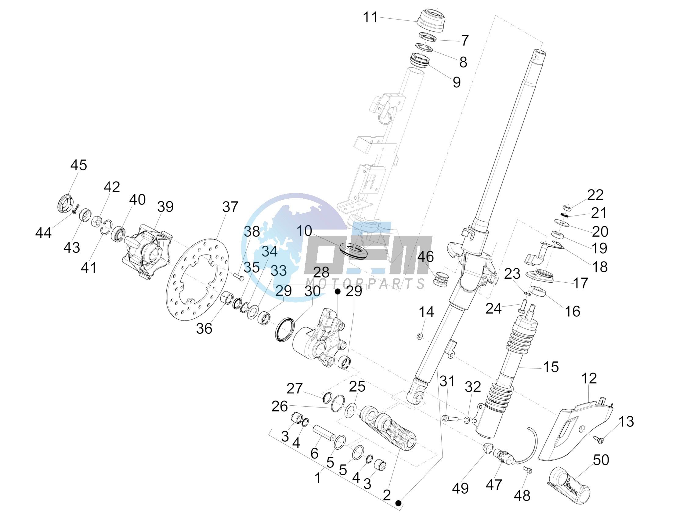 Fork/steering tube - Steering bearing unit