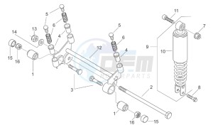 Scarabeo 100 (eng. Yamaha) drawing R.shock absorber-connect. Rod