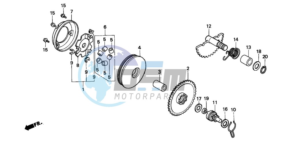 DRIVE FACE/ KICK STARTER SPINDLE