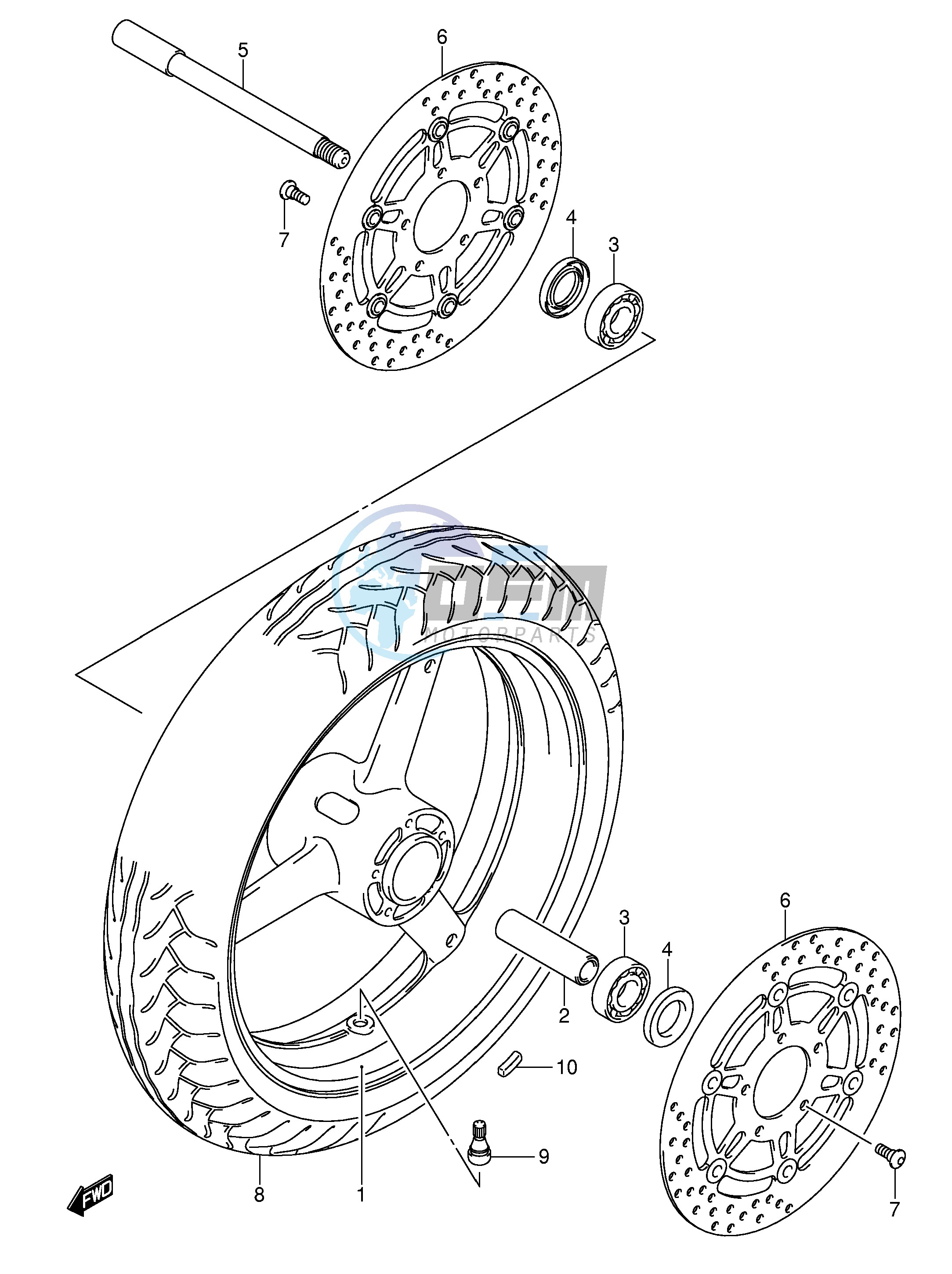 FRONT WHEEL (SEE NOTE)