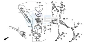 CB600F2 CB600S drawing FR. BRAKE MASTER CYLINDER (CB600F5/6)