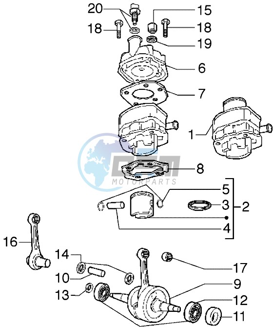 Cylinder-piston-wrist pin assy-Crankshaft