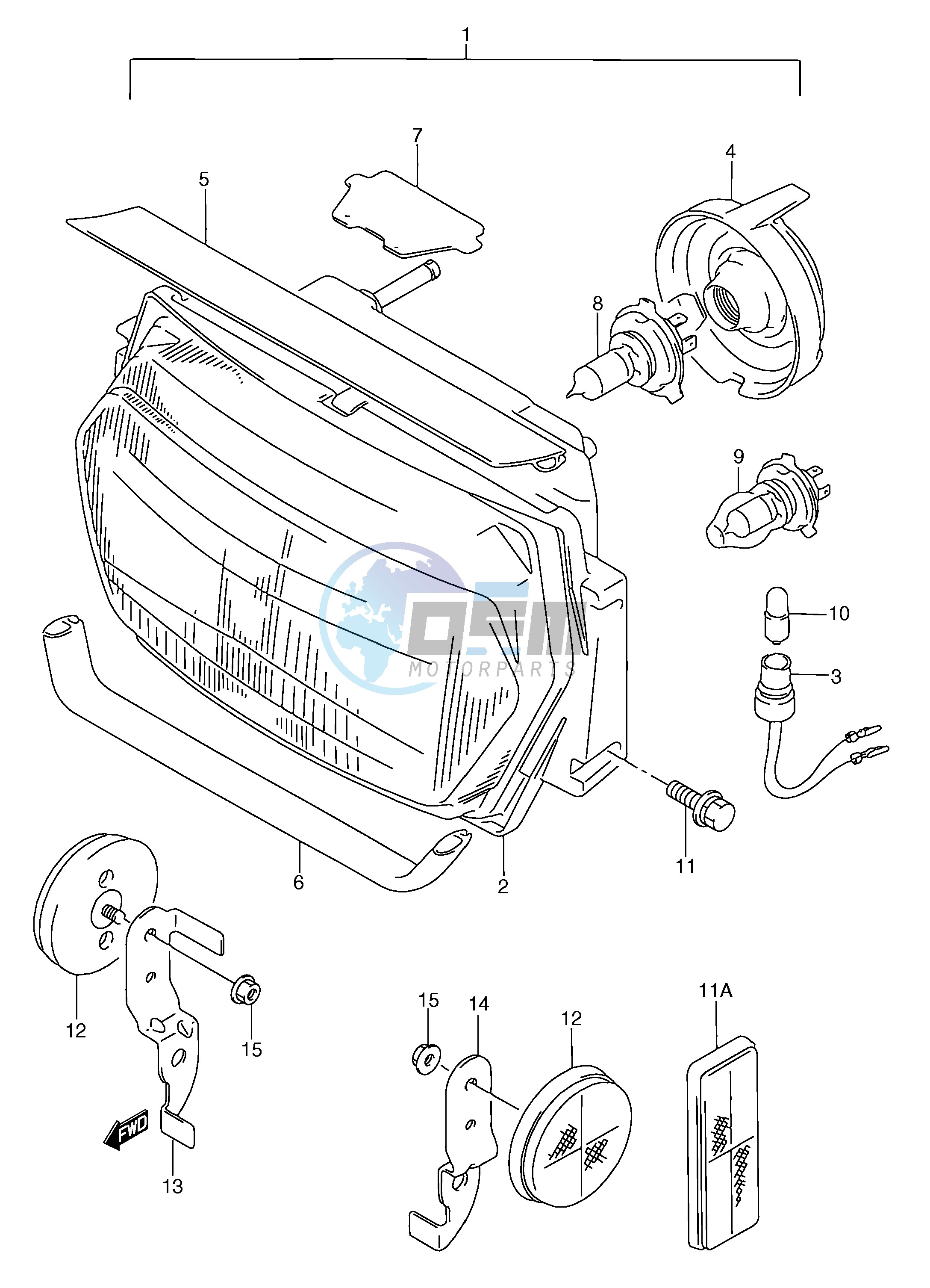 HEADLAMP (MODEL K L M N P R)