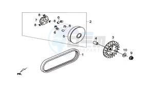 Joymax 300i ABS drawing CLUTCH / V BELT