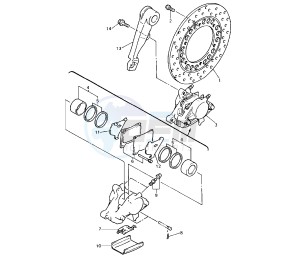 YZF R 750 drawing REAR BRAKE CALIPER