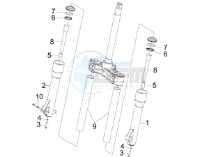 Beverly 125 drawing Fork components (Kayaba)