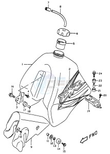 DR350 (V-W-X) drawing FUEL TANK (MODEL X)