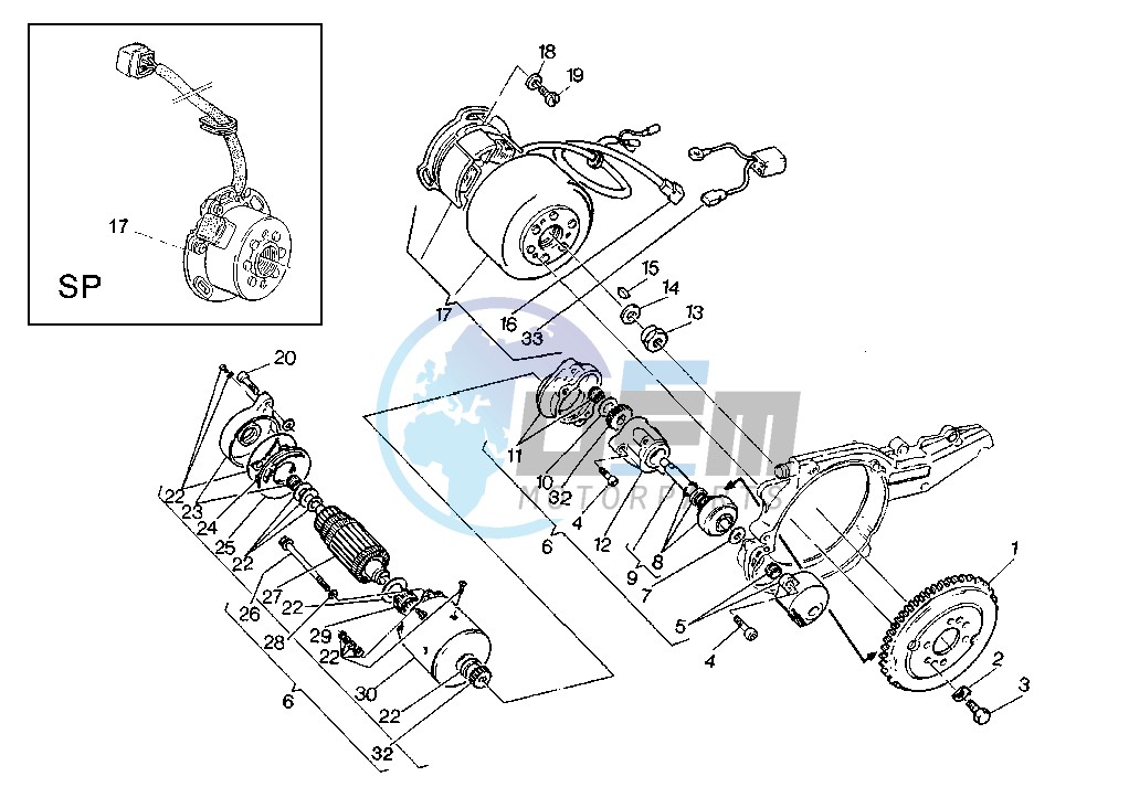 FLYWHEEL -STARTING MOTOR