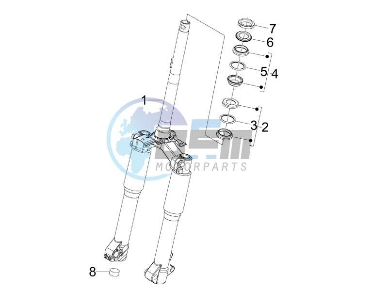 Fork steering tube - Steering bearing unit