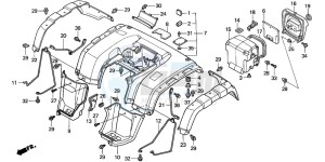 TRX350FM RANCHER 4X4S drawing REAR FENDER (1)