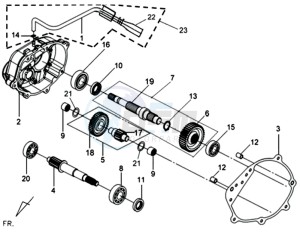 GTS 250 EURO3 drawing CRANKCASE - DRIVE SHAFT