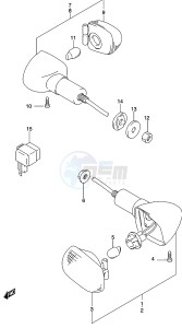 GS500 (P19) drawing TURNSIGNAL LAMP (P2, P19, P54)