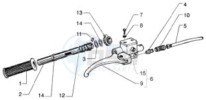 PX 150 E U.S.A. drawing Handlebars component parts