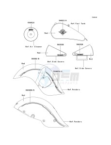 VN 800 G [VULCAN 800 DRIFTER] (E1-E5) [VULCAN 800 DRIFTER] drawing DECALS-- RED- --- E3- -