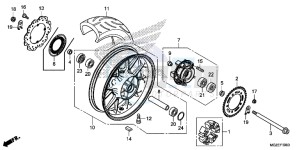 CB500FE CB500F UK - (E) drawing REAR WHEEL