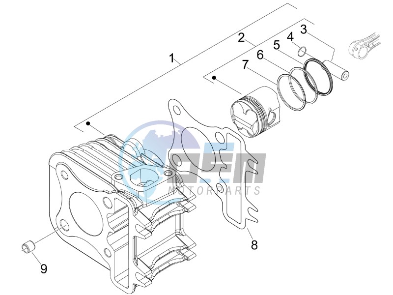 Cylinder-piston-wrist pin unit