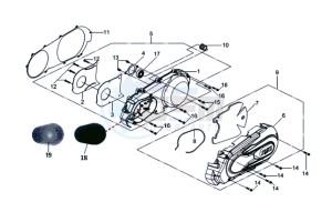 GTS 250 EURO 3 drawing CRANKCASE COVER LEFT