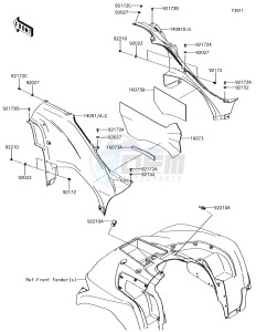 BRUTE FORCE 750 4x4i EPS KVF750GGF EU drawing Side Covers