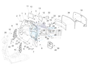 GTS 300 IE ABS E4 (APAC) drawing Front glove-box - Knee-guard panel